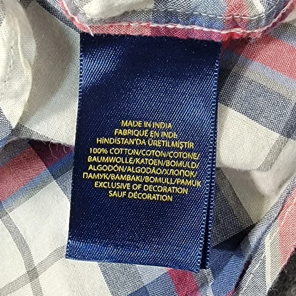 EUC Ralph Lauren Boys Plaid Short Sleeve Button Down Shirt Size 6 Blue Red White